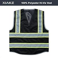 Vista 2 de XIAKE Chaleco de seguridad reflectante de alta visibilidad con 4 bolsillos, cremallera frontal, cumple con las normas ANSI/ISEA