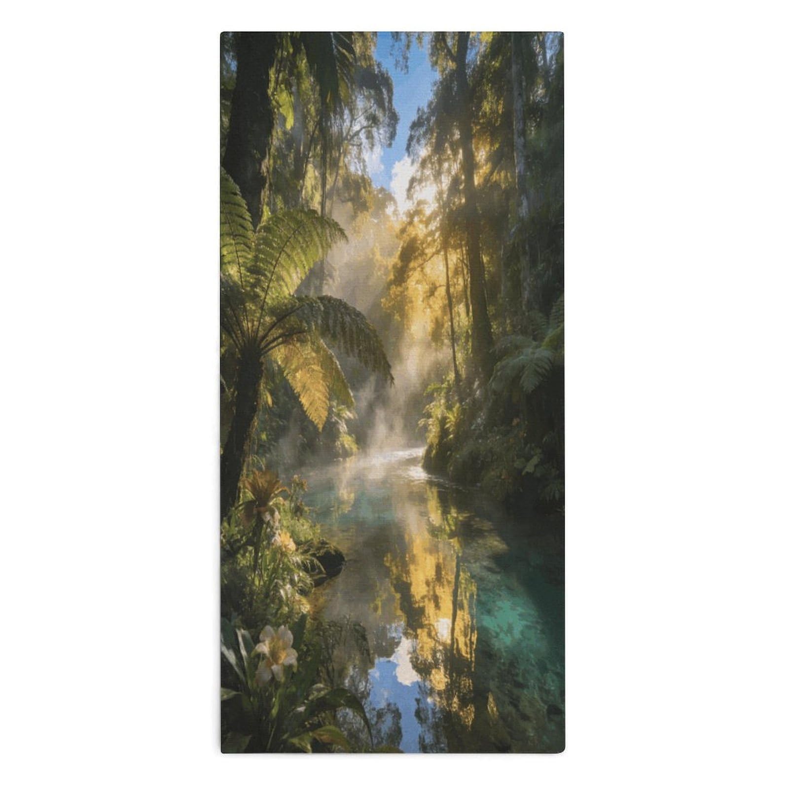 Sunlit Tropical Rainforest River Hand Towels for Bathroom 14x29 Inch