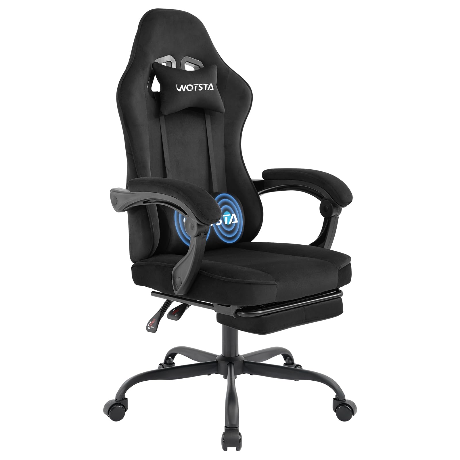 Massage Chaise Gaming Tissu avec Coussin en éponge Haute densité, Siege Gamer avec Repose-Pieds, Fauteuil Gamer pour Adultes Kids,Chaises de Bureau Capacité de Charge 120 kg
