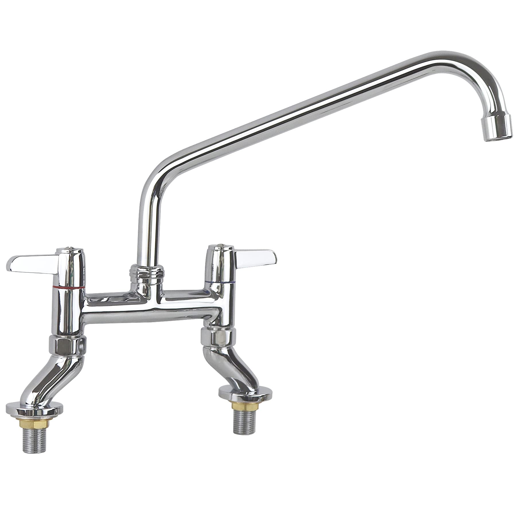 zbslore Bridge Kitchen Taps - Adjustable 4’’ to 8’’ Center with 12’’ Swing Spout & Dual Lever Handles, Brass Construction, Deck Mounted Commercial Grade