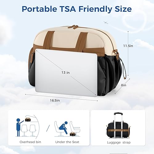 Miniatura 3 de Bolsa de gimnasio para mujer, bolsa de viaje acolchada con compartimento para zapatos y bolsillo para artículos húmedos, bolsa de mano para fin