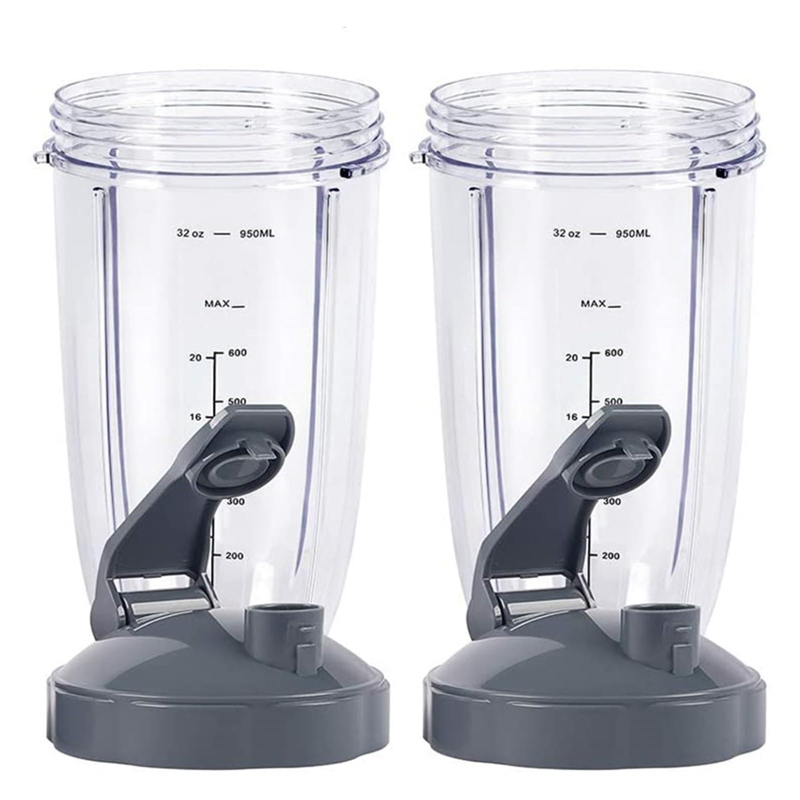 Paquete 2 Vasos 32oz Con Tapa Abatible Compatible Con NutriBullet 600W 900W