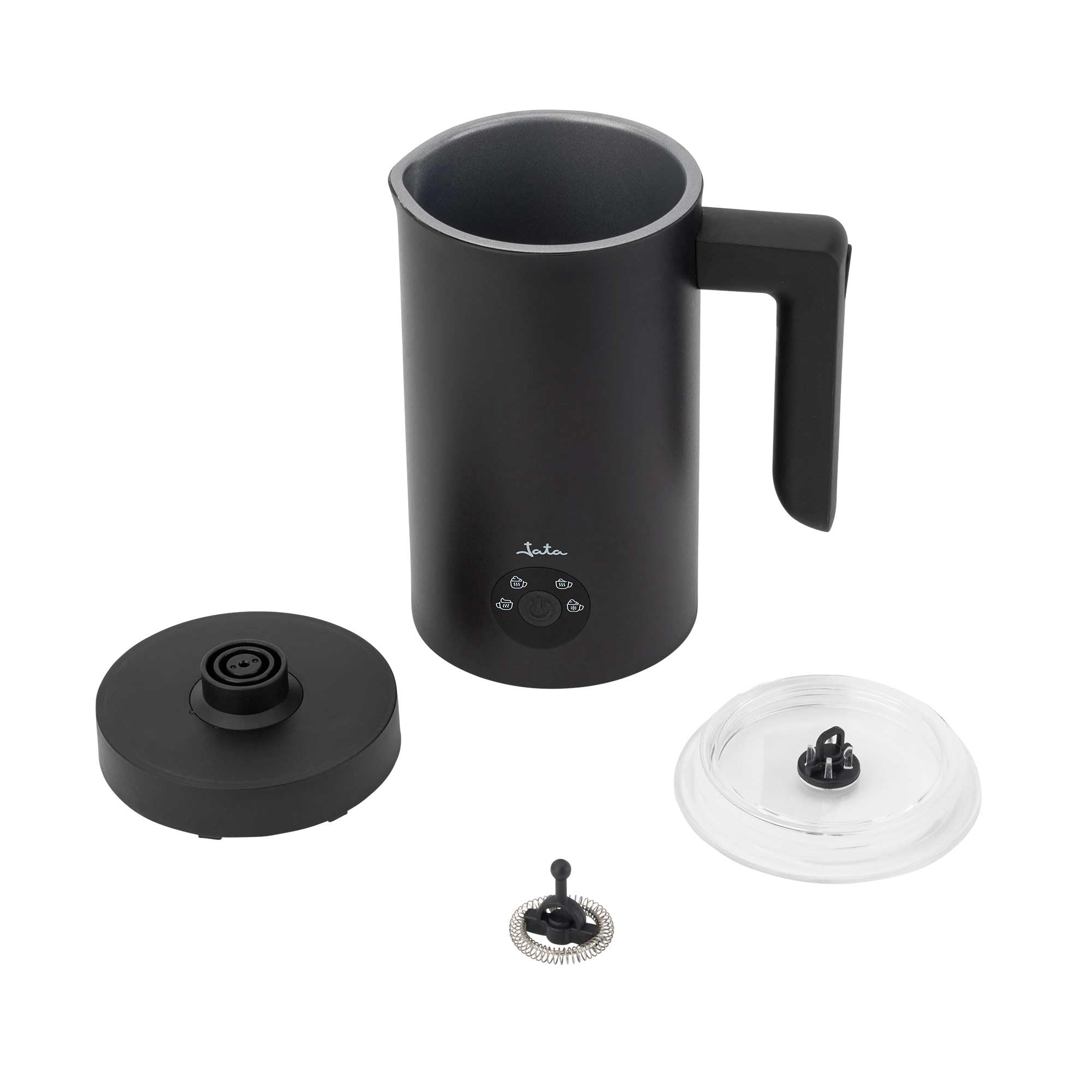 JATA JECL5501 - Schiumatore elettrico 5 in 1 con riscaldatore, schiuma calda e fredda, 150 ml per schiuma/300 ml per riscaldamento, caraffa antiaderente, base a 360°, spegnimento automatico, 500 W
