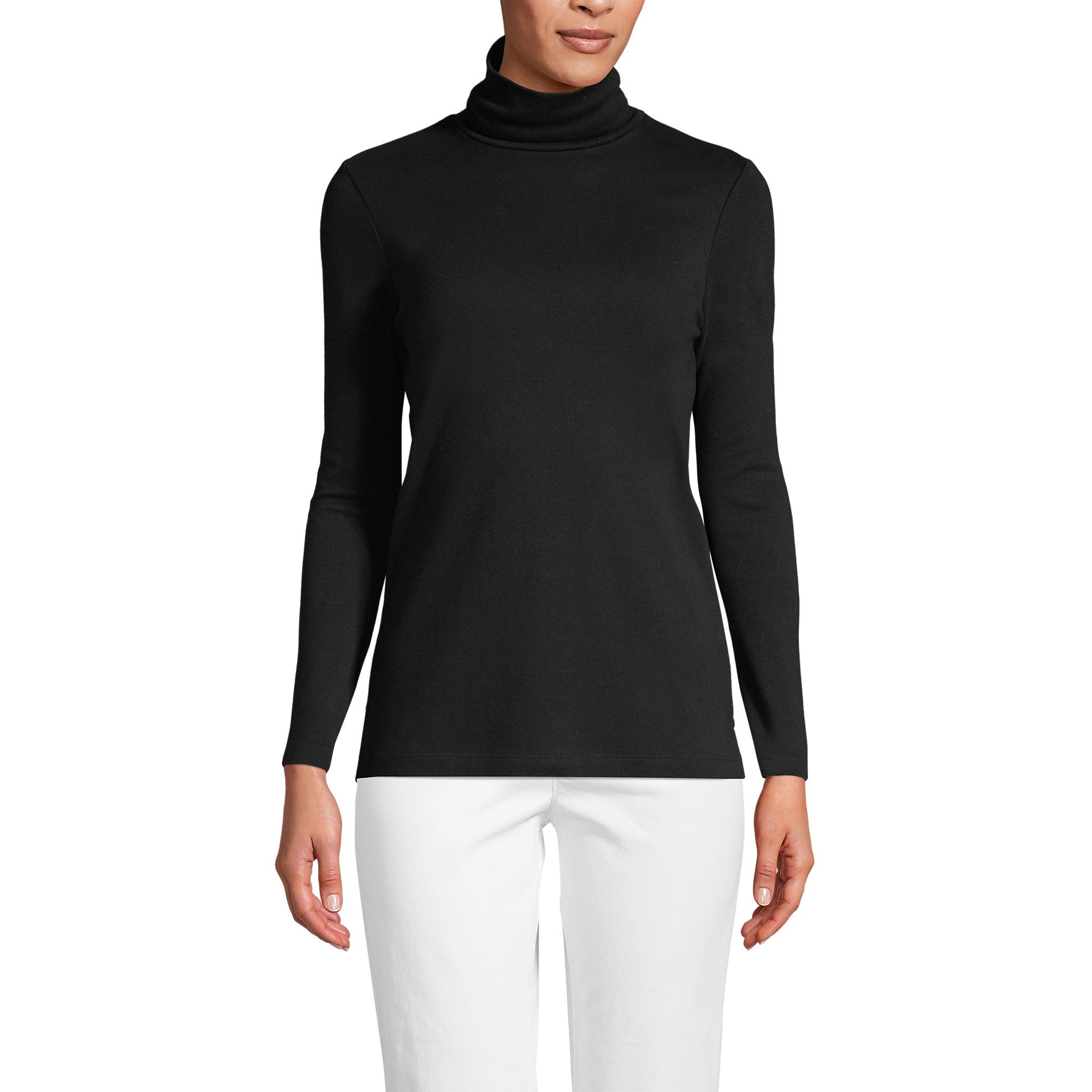 Lands' End Women's American-Grown Supima Cotton Fitted Long Sleeve Turtleneck