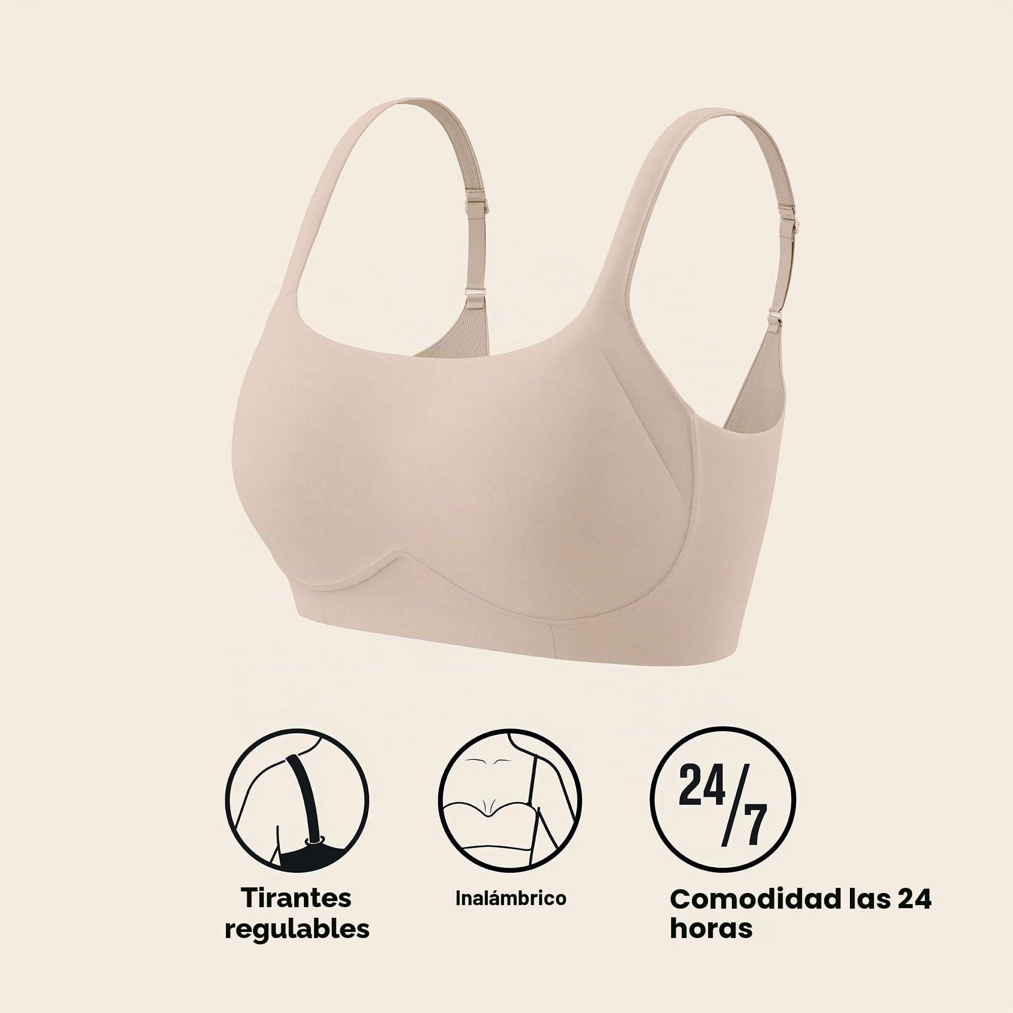 Leonisa Everyday Bra Sujetador sin Aro Ultracómodo de Alta Sujeción y Cubrimiento - PowerSlim, Copas Espuma, Tirantes Removibles, Uso Diario, Hecho en Colombia