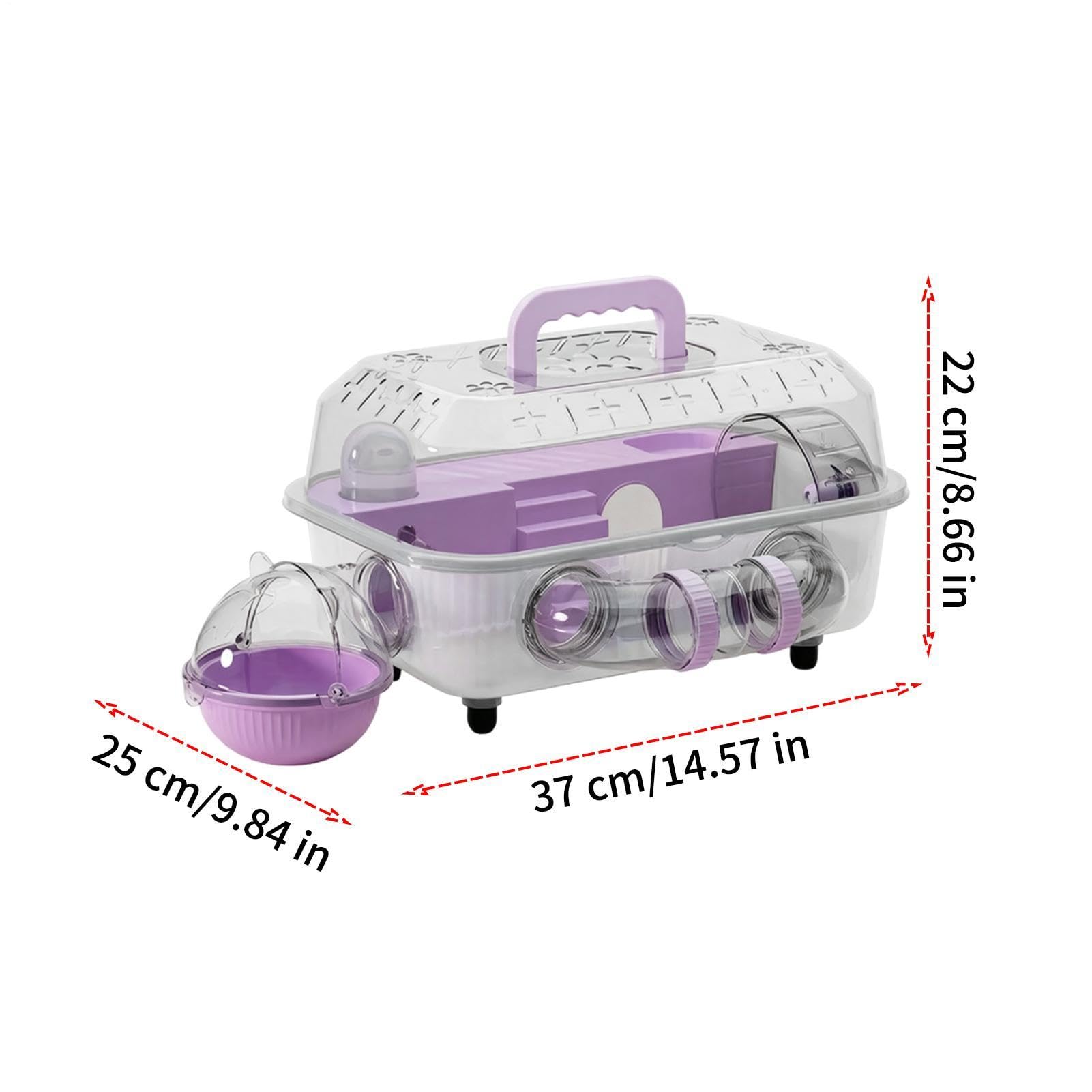 Cage Hamster Nid 2 Étages Transparent Amovible Assemblé | Avec Tunnel et Roue Silencieuse 37x25x22cm Cage pour Souris Litière Repos Cachette Gerbille Souris Intérieur Extérieur