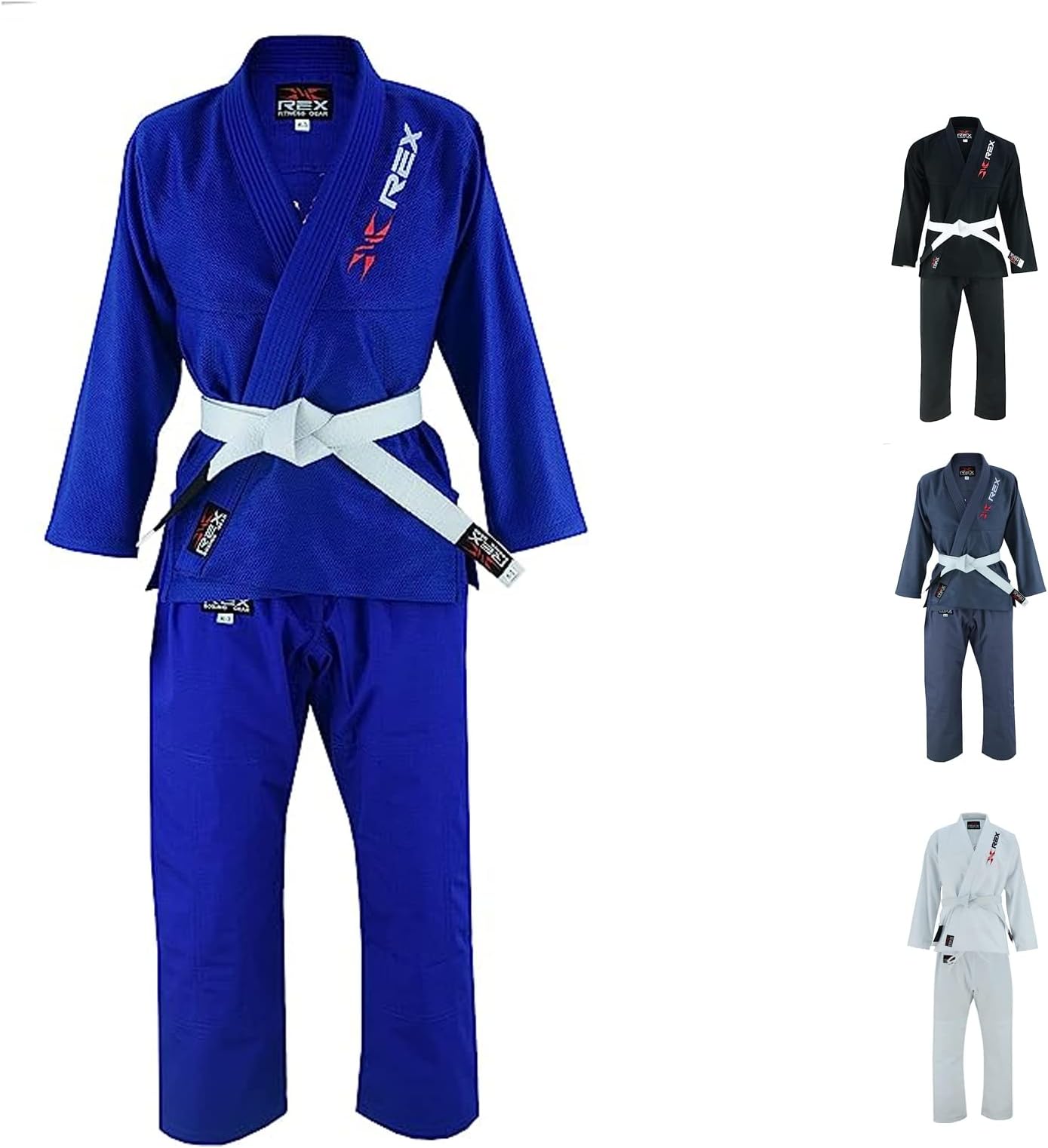 REX Sports Brazilian Jiu Jitsu, for Men and Women BJJ Gi Grappling Kimonos Lightweight White Belt