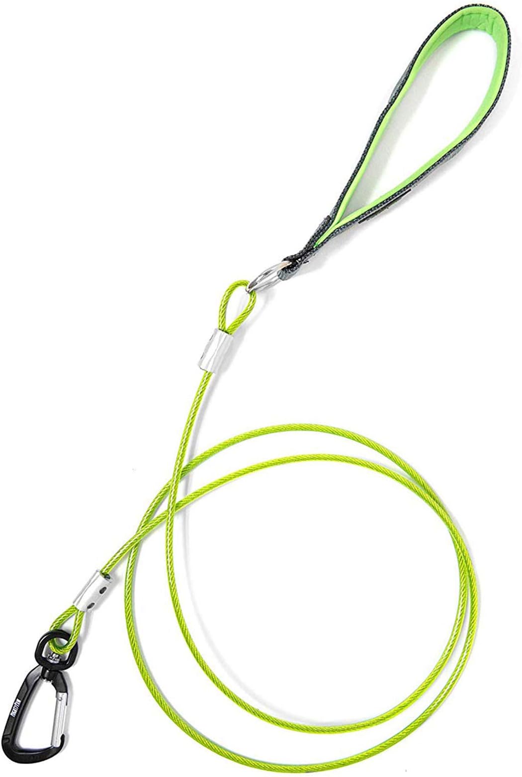 Mighty Paw Chew Proof Dog Lead | 1.8m / 6ft Metal Cable Leash, Non Chewable Braided Steel Cord with Padded Handle. Bite Resistant, Great for Small, Medium and Large Pets, and Teething Puppies (Green)