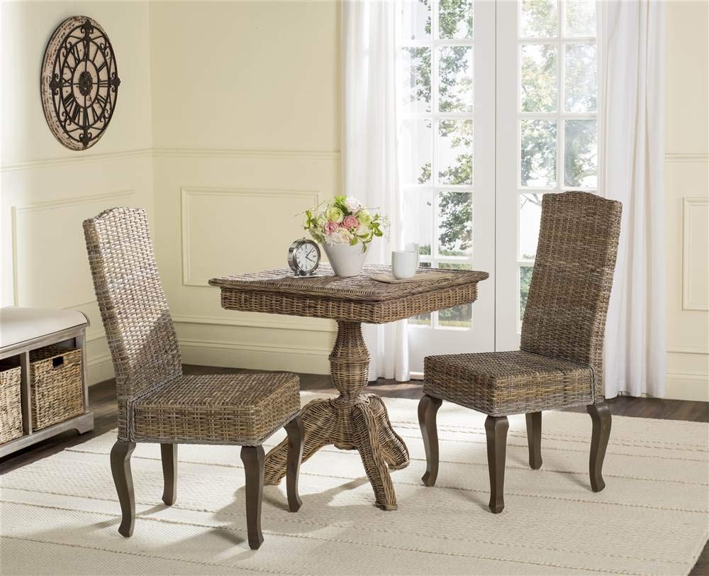 Home Collection Milos - Silla de comedor de mimbre gris de 18.0 in 2