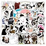 農場の牛ステッカー 50枚入り、ビニール製防水美的ステッカー ウォーターボトル、ノートパソコン、電話、日記 お子様、女の子、男の子、教室の生徒へのご褒美に (牛)