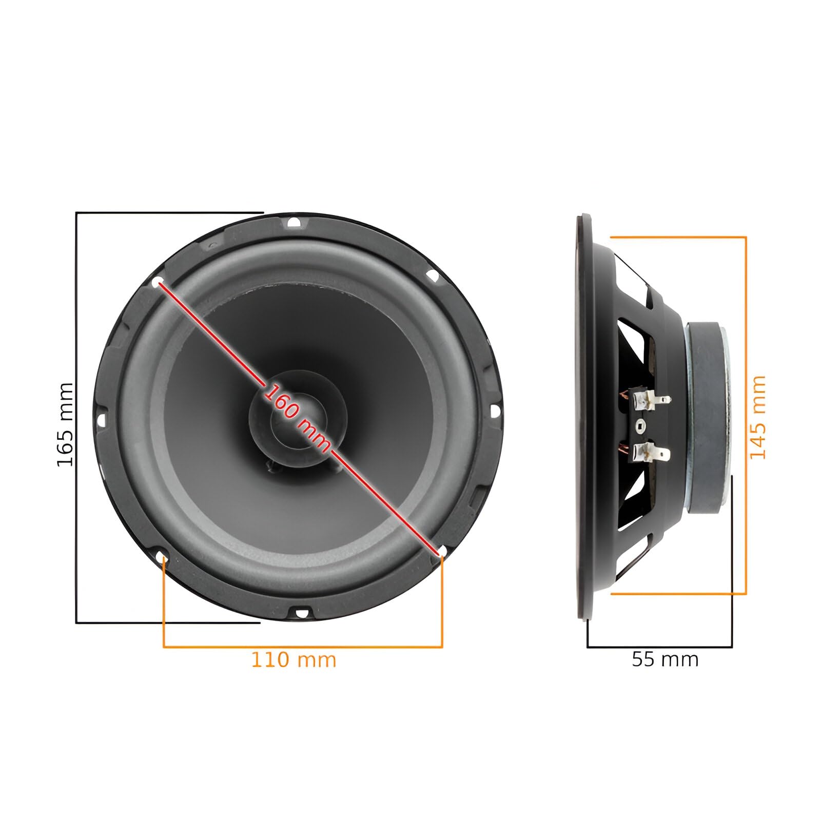 sound-way Haut-parleurs Enceintes bicone 16,5 cm - 120 Watts pour Peugeot