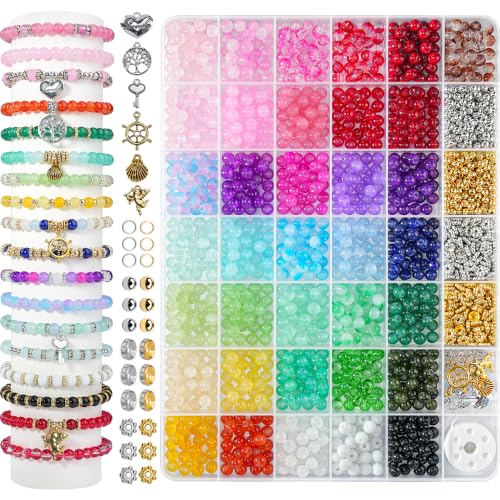 1425Pcs Glass Beads for Jewelry Making 36 Colors Bracelet Making kit