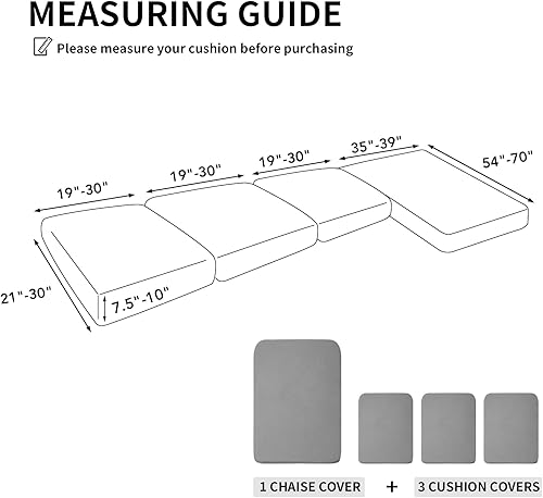 Miniatura 2 de Easy-Going - 4 Fundas de cojín elásticas para sofá seccional, izquierdaderecha, en forma de L, funda de asiento antideslizante, suave, flexible con