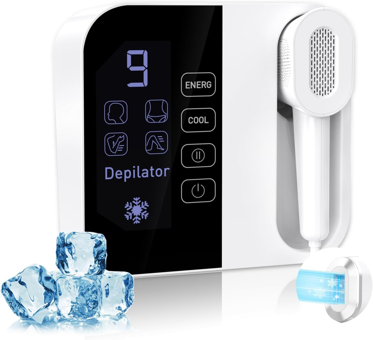 Opt Hair Removal Device with Ice Cooling System, Permanent Painless Laser Hair Removal for Men and Women, Unlimited Flashes, Salon-Grade Results at Home for Face, Armpits, Legs, Arms, Bikini Line