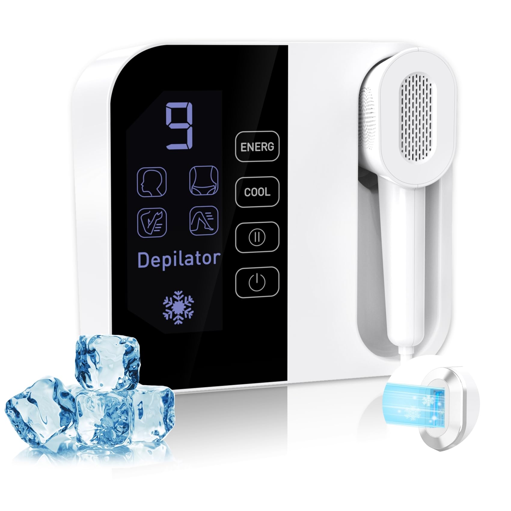 Opt Hair Removal Device with Ice Cooling System, Permanent Painless Laser Hair Removal for Men and Women, Unlimited Flashes, Salon-Grade Results at Home for Face, Armpits, Legs, Arms, Bikini Line