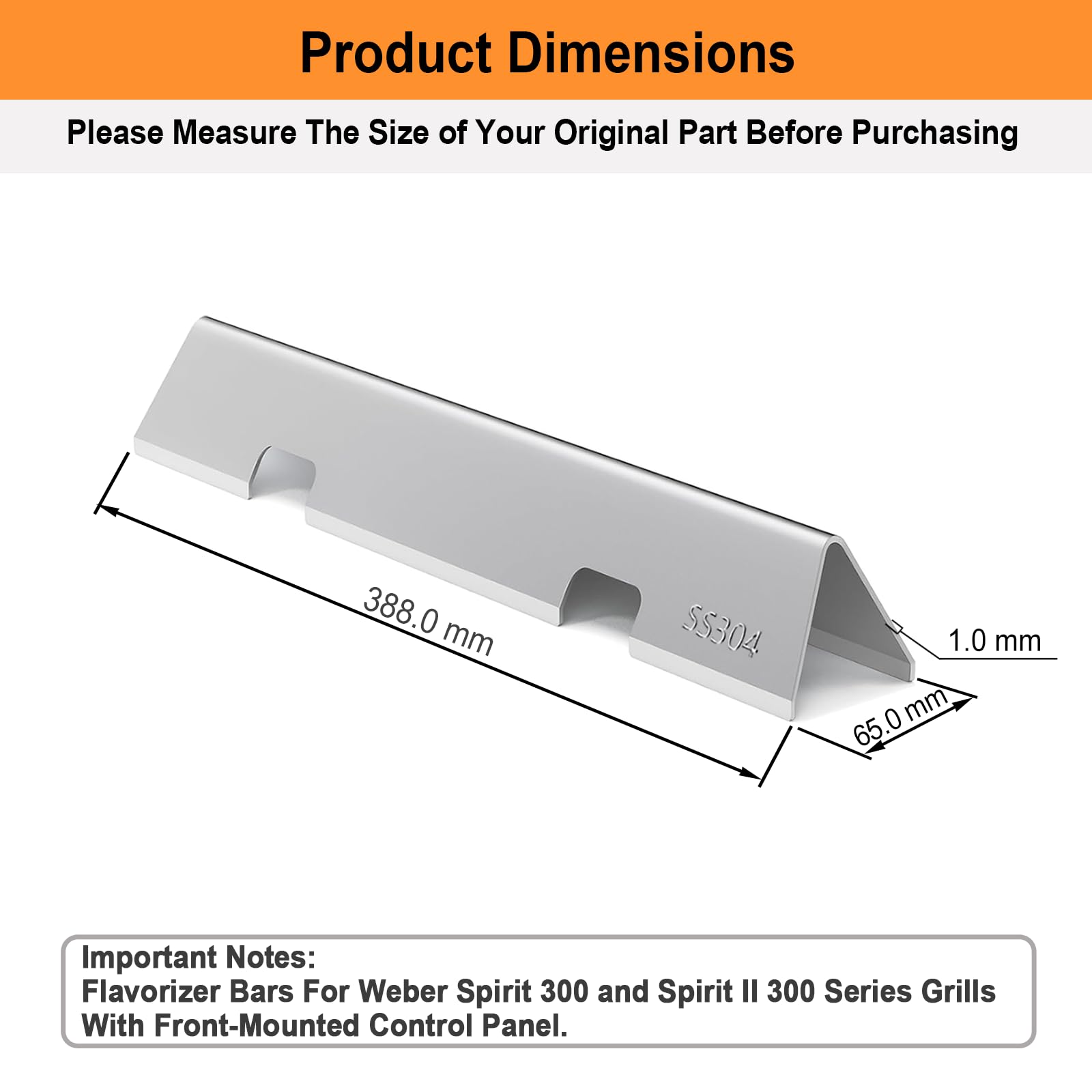 Weber Spirit Flavorizer Bars 7636; Weber Spirit II Grill Part 7736 | Acciaio inossidabile 304, più durevole; per griglie Weber Spirit II e Spirit E/S 310 315 320 330, buon sostituto per Weber