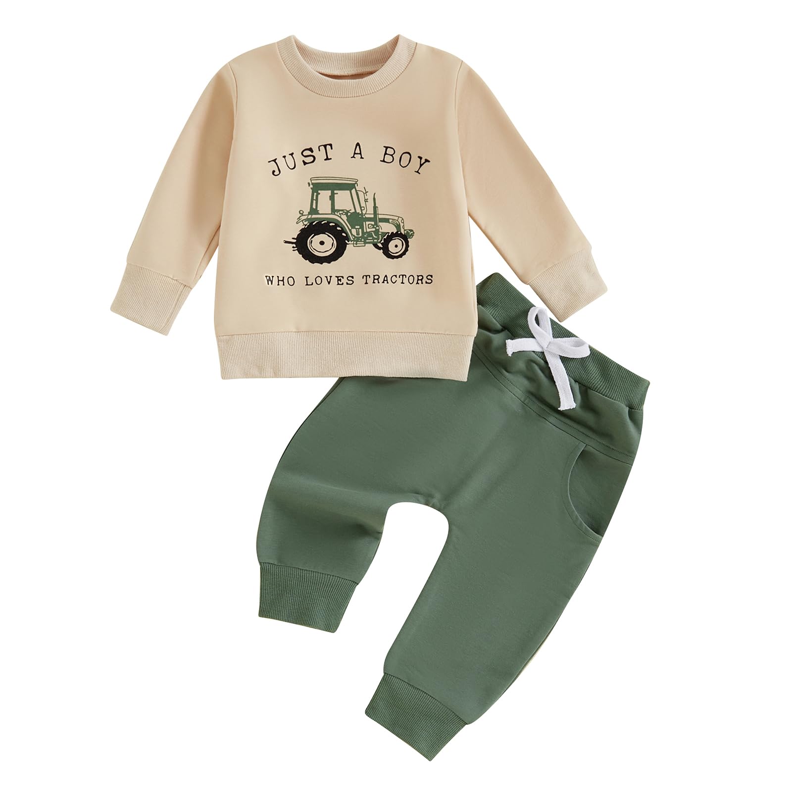 PanLidapan Toddler Baby Boy Fall Spring Outfit Tractor Print Long Sleeve Sweatshirt Jumper Elasticated Waist Trouser Jogger Clothes Set