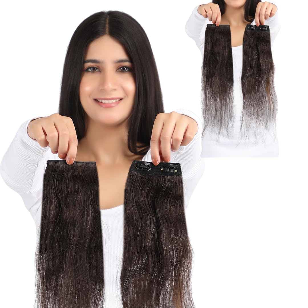 Natural Human Hair Clip-In Side Patches for Women & Girls | 100% Indian Remy Hair Volumizer Extensions | Natural Black & Brown | 10–22 Inch | Instant Hair Volume & Side Coverage (Natural Brown, 10 inches)-image-43