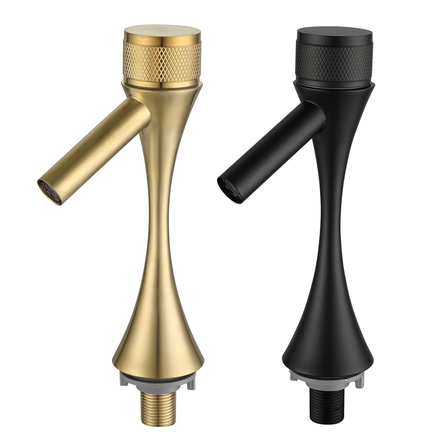 KelicaCold Water Faucet Only, Stainless Steel SUS304 Single Handle Single Hole Faucet Cold Water Sink Basin Faucet for Bathroom,Outdoor,Garden and Bar.(Gold and Matte Black Finish, 2pcs/Pack)