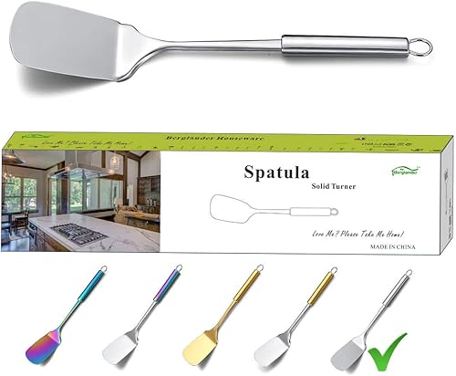 Berglander - Espátulas de acero inoxidable, espátula sólida, espátula de barbacoa, espátula de metal para cocinar, espátulas de cocina para
