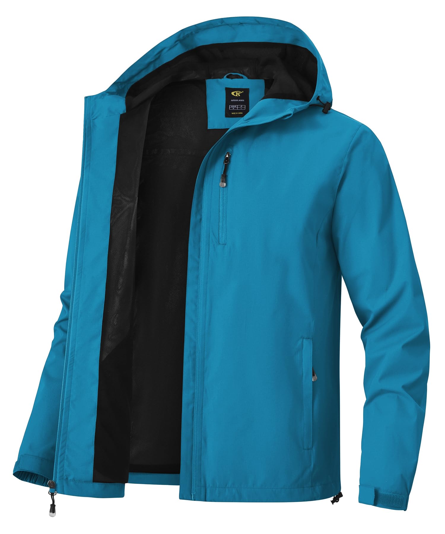 Huayuzh Giacca impermeabile da uomo, giacca impermeabile da uomo, leggera, pieghevole, antivento, softshell, escursionismo, campeggio