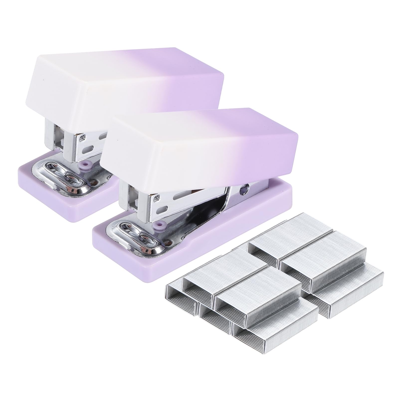 PATIKIL 2 Pack Mini Stapler with Staples, Small Stapler Cute Tiny Portable Pocket Set 15 Sheet Capacity with 800pcs Staples for Desktop Travel Classroom Office Supplies, Gradient Purple