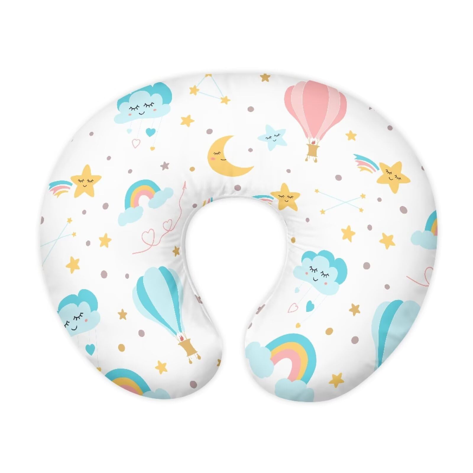 PJHEQOXE Pillow Covers Soft and Adorable Nursing Cover for Breastfeeding Pillows Pillow Slipcover for Baby Girls Boys Newborn Nursing Pillows for Breastfeeding Lovely Clouds Stars Moon
