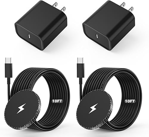 Cargador magnético para iPhone de 10 pies, cargador inalámbrico Apple Magsafe negro, paquete de 2 almohadillas de carga inalámbrica magnética larga
