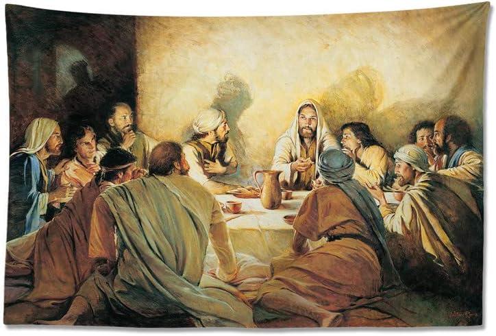 Tapiz de Jesucristo La Última Cena, telón de fondo para decoración del hogar para dormitorio, sala de estar, fiesta de cumpleaños, 59 x 39 pulgadas