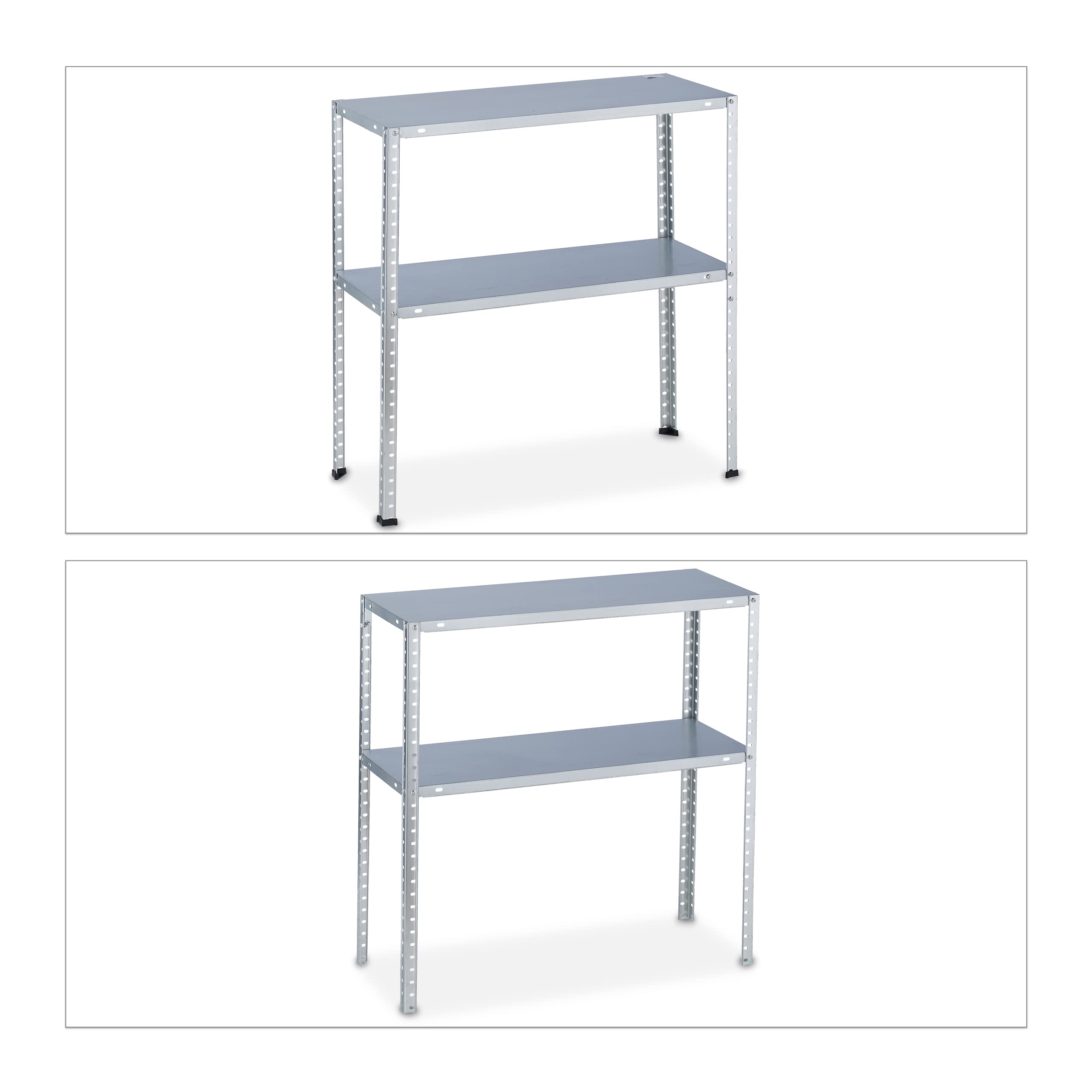 Relaxdays Estantería Metálica Industrial, 4 Baldas, 150x75x30 cm, Resiste 200 kg, Taller, Acero Galvanizado, Plateado