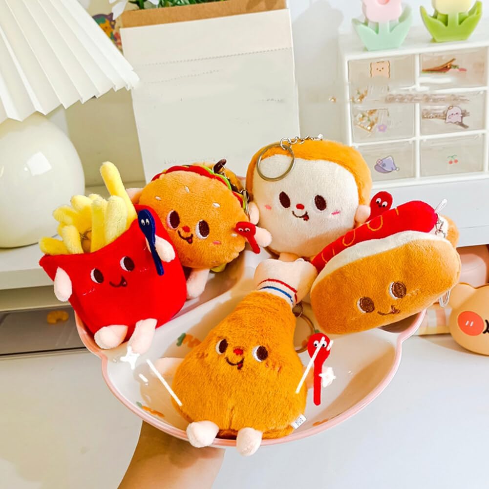 Portachiavi Creativo Cibo: Set Da 3 Pezzi In PVC - Patatine Fritte, Pepite Di Pollo E Ala. Accessorio Divertente Per Borsa O Auto!