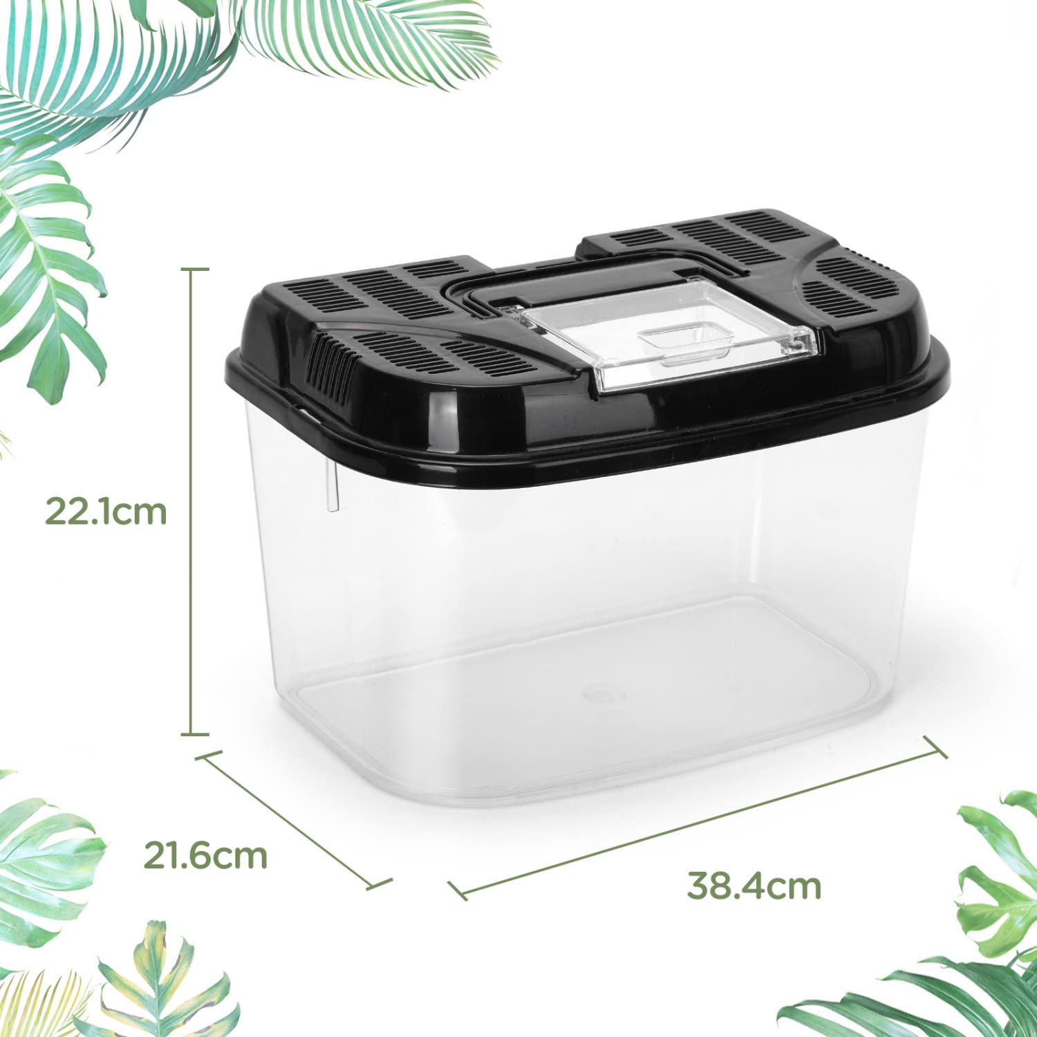 Nobleza Caja de Alimentación de Reptiles y Anfibios,Terrario de Plástico Transparente, Transportadoras para Tortuguera Spide Lagartija Escorpión Ciempiés Rana Escarabajo,Talla XL(34.8*22.1*21.6cm)