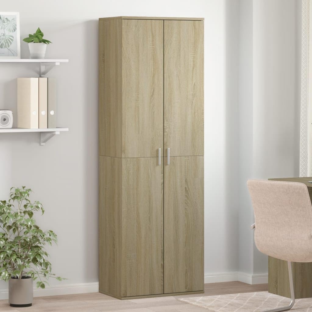 Armario Multiusos de 2 Puertas, Armario de Limpieza y Almacenaje, Madera de Ingeniería Roble Sonoma, 60x35x180 cm