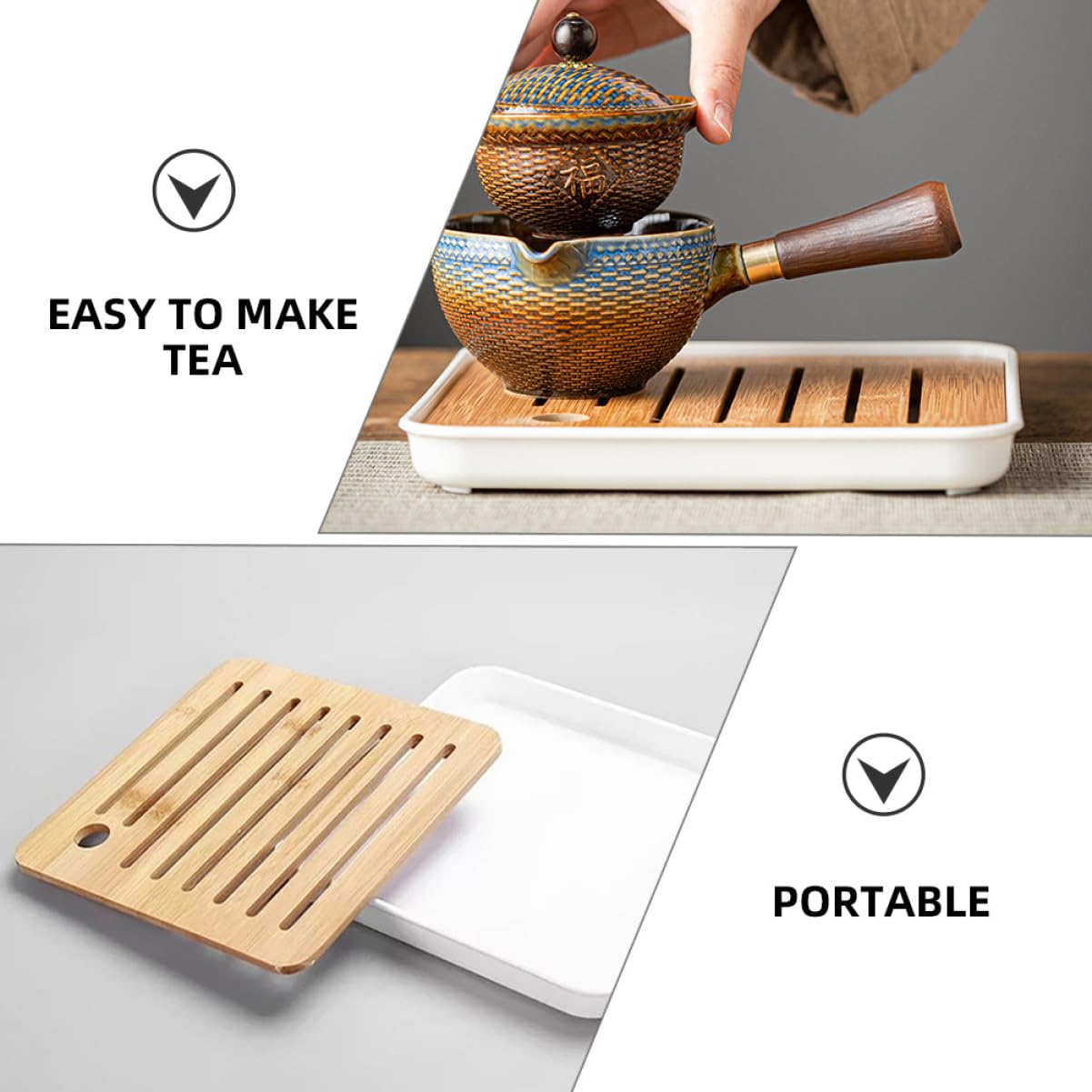 Juego de Té para Viaje Tetera Giratoria y Tazas de Cerámica Portátil Diseño Elegante Bolsa de Almacenamiento Adecuado para Aficionados al Té en Casa o Viaje