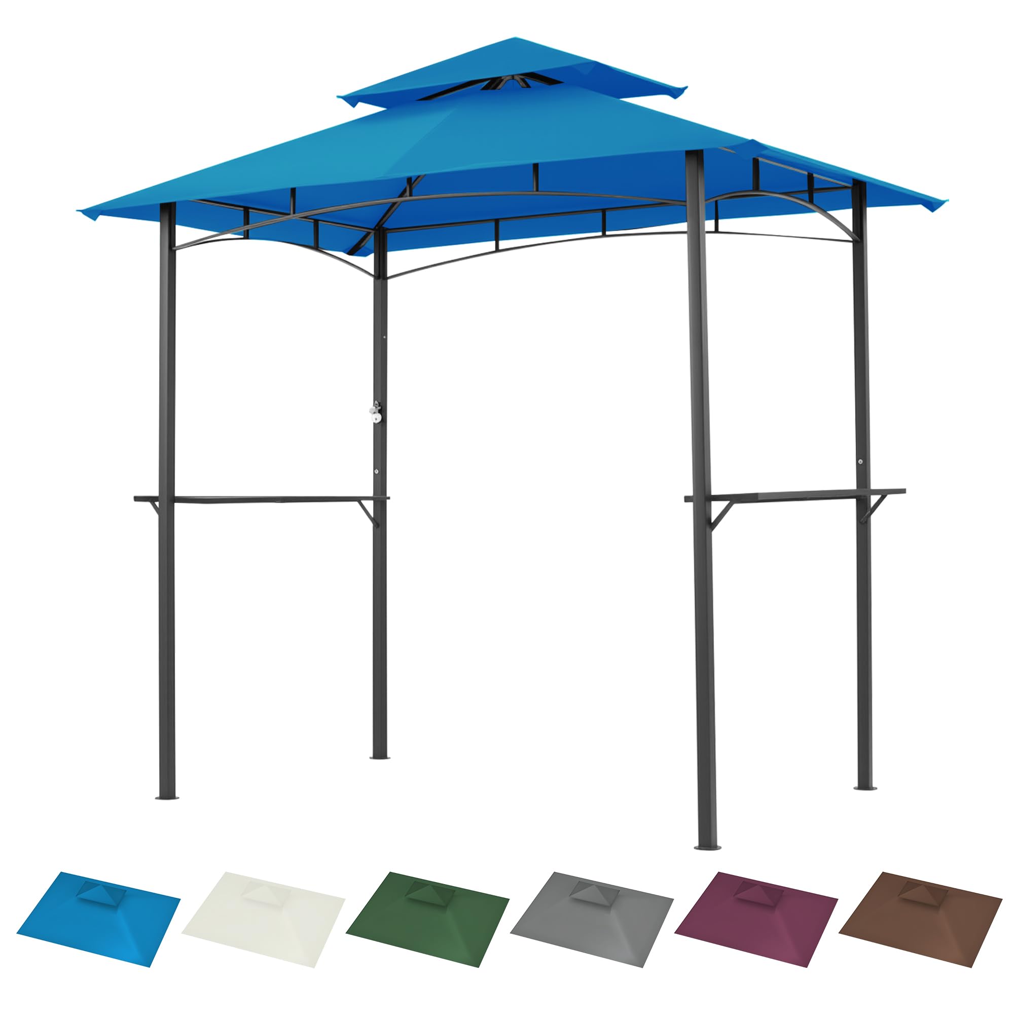 Grill Gazebo Replacement Canopy Top Only - 5' x 8' Outdoor BBQ Gazebo Canopy Roof, Waterproof Double Tiered Shelter Cover Fit for L-GG001PST-F