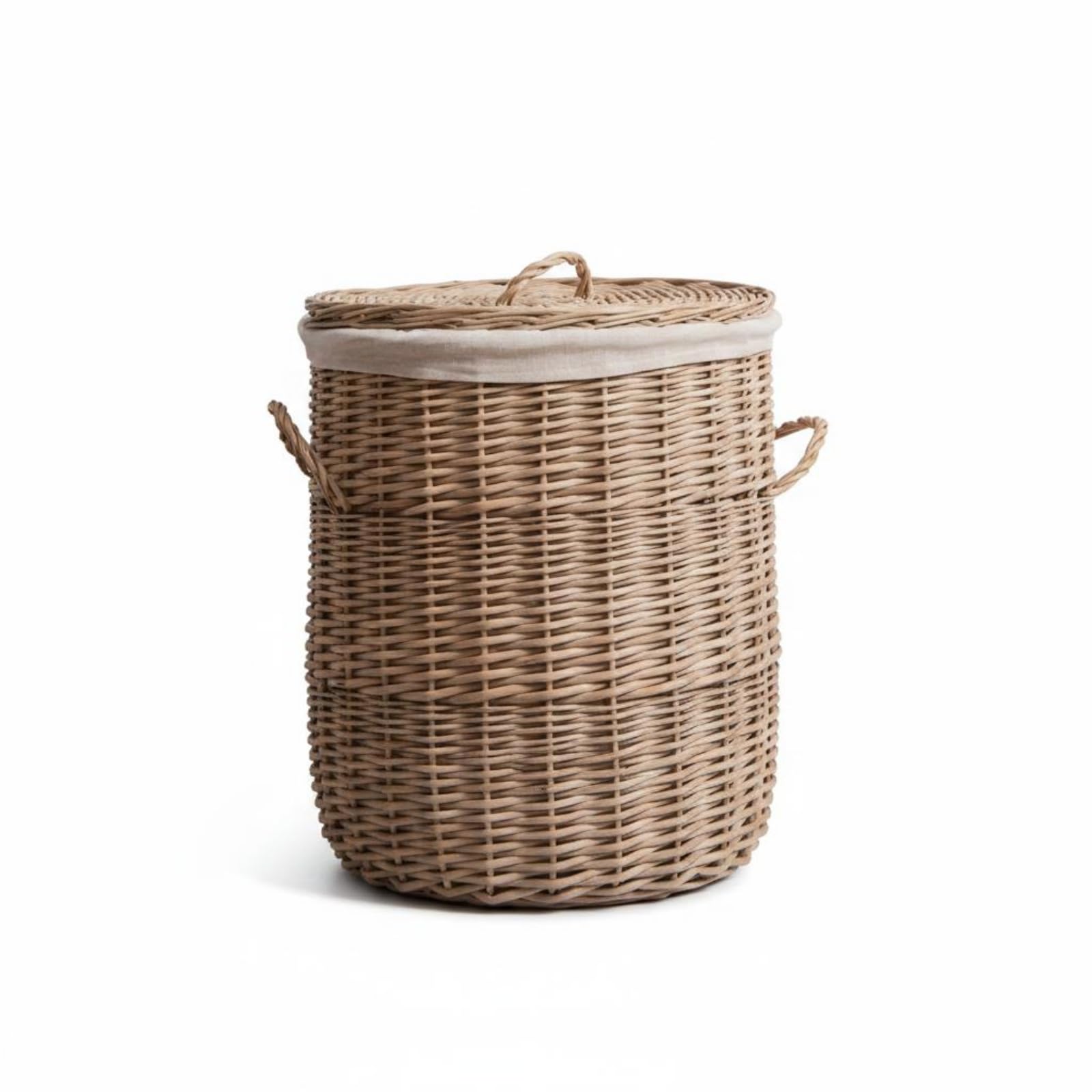 Cesto in Rattan Intrecciato Cesto con Coperchio Salvaspazio Portabiancheria, size to 3