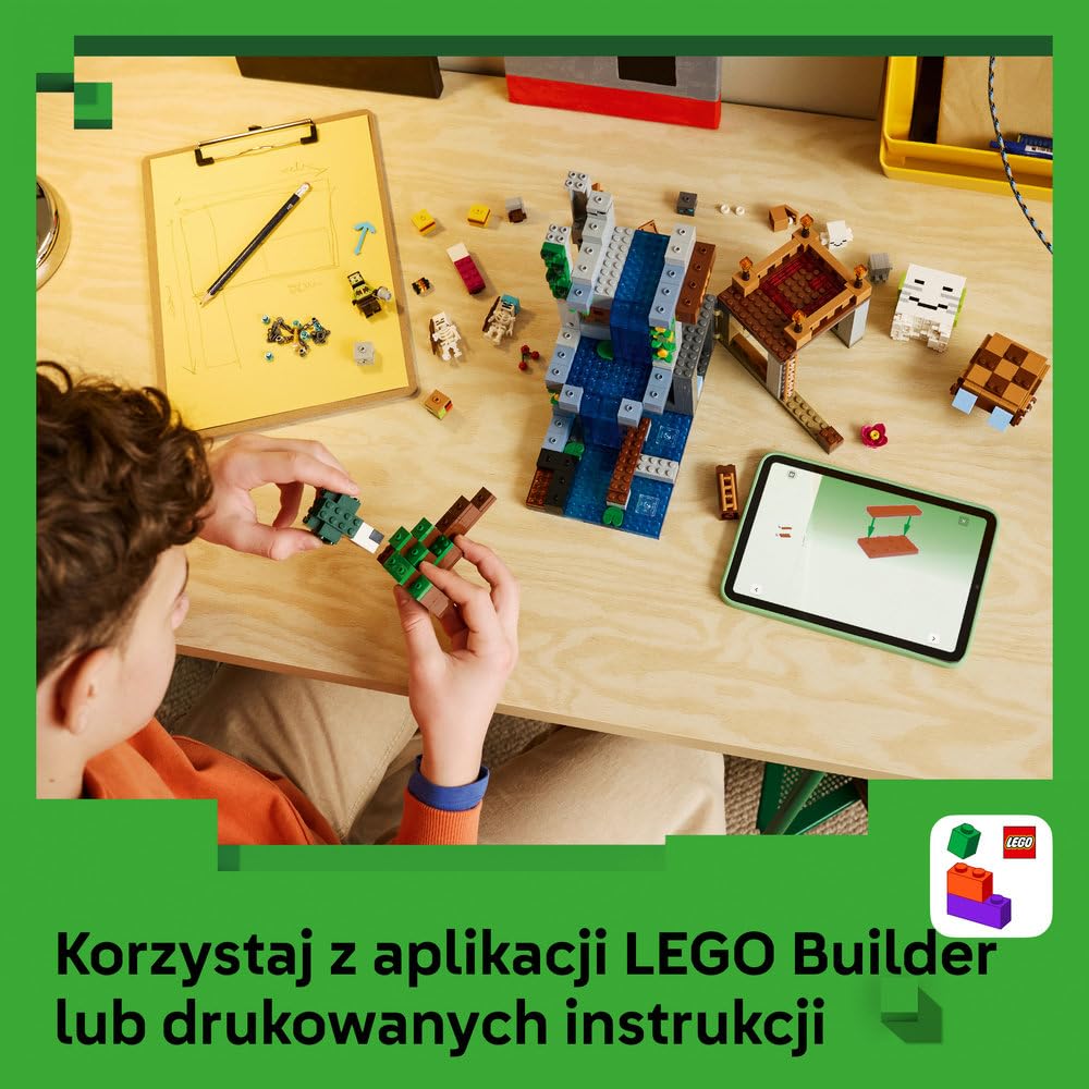 LEGO Minecraft Stacja Ghasta 21597 | budowla Minecraft, zestaw z mobami, prezent dla fana Minecrafta 9+, 754 elementy