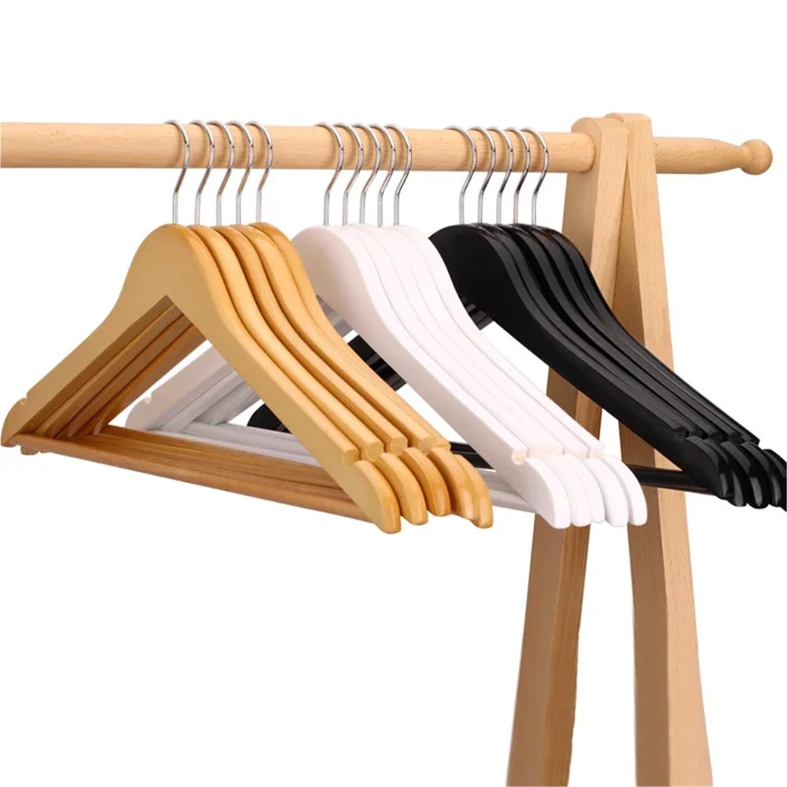 Perchas Ropa Perchas De Madera For Abrigos, Chaquetas, Trajes, Ganchos Giratorios Alta Resistencia(Black(10Pcs) B2)