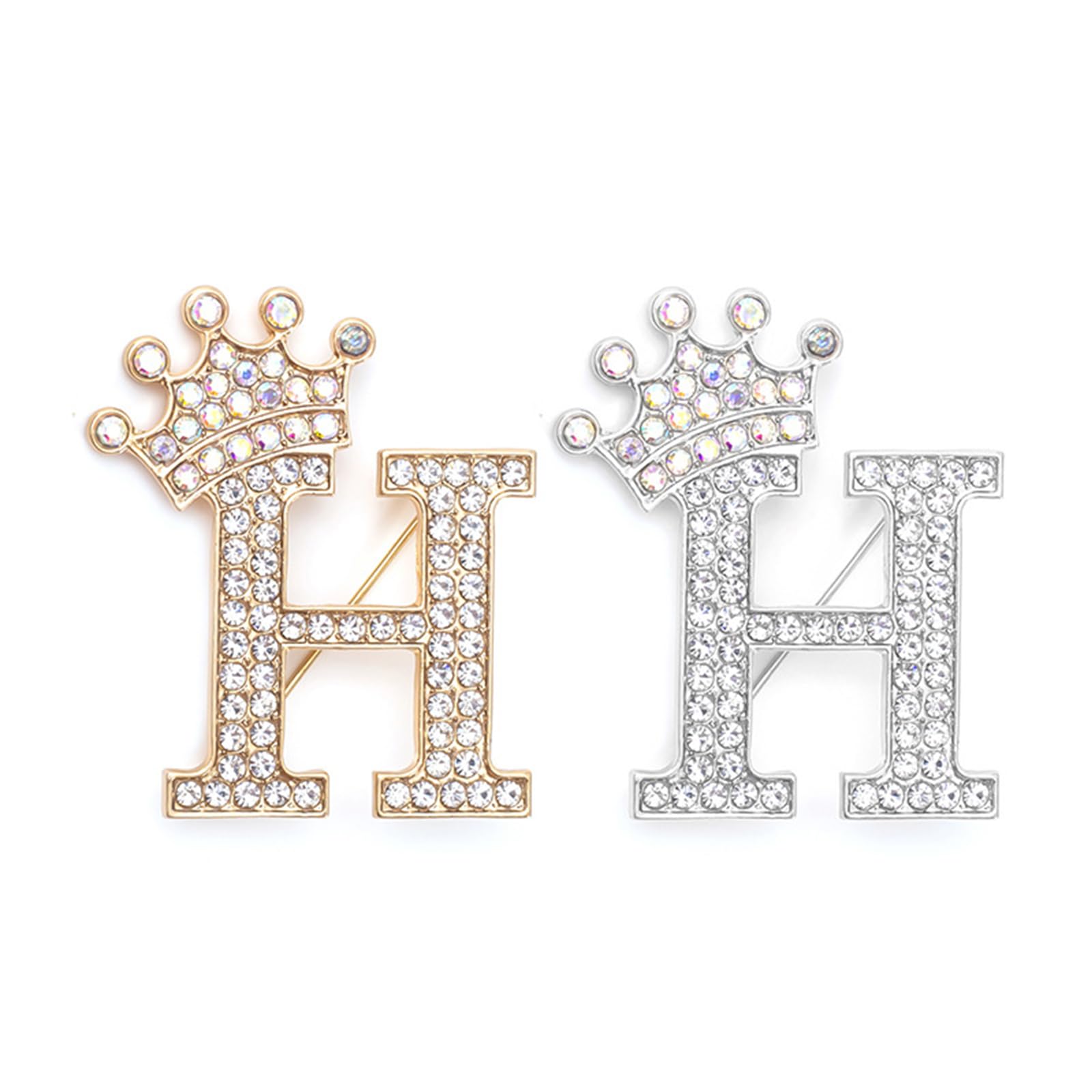 2Pcs Letter Brooches and Pins for Women A-Z Letter Brooch Pins Rhinestone Initial Accessories for Hat Backpacks Personal Custom Jewelry Gifts for Men Women