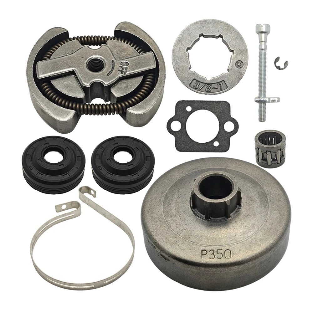 Kit De Llanta Piñón Tambor Embrague, 3/8, 7T, Apto For Motosierra Partner 420, 390, 350, 351, 352, 370, 371, Cadena Sellado Aceite, Banda Freno | 390 350 351 352 370 371 Oil Seal Chain Brake Band Chainsaw