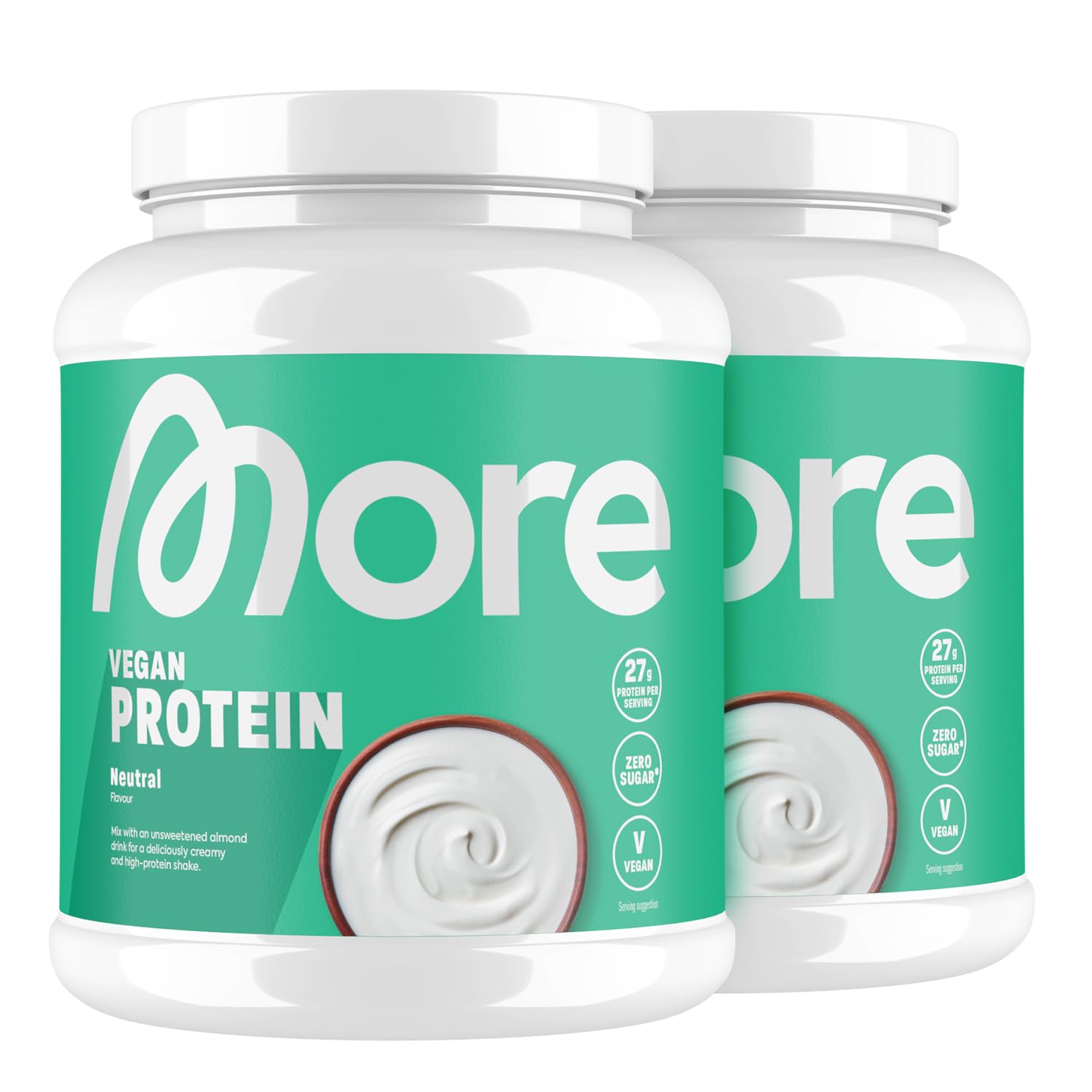 Mehr Vegan Protein Neutral 2x600g 40 Portionen Veganes Proteinpulver mit bis zu 27g Protein pro Portion mit Sojaprotein - Made in Germany