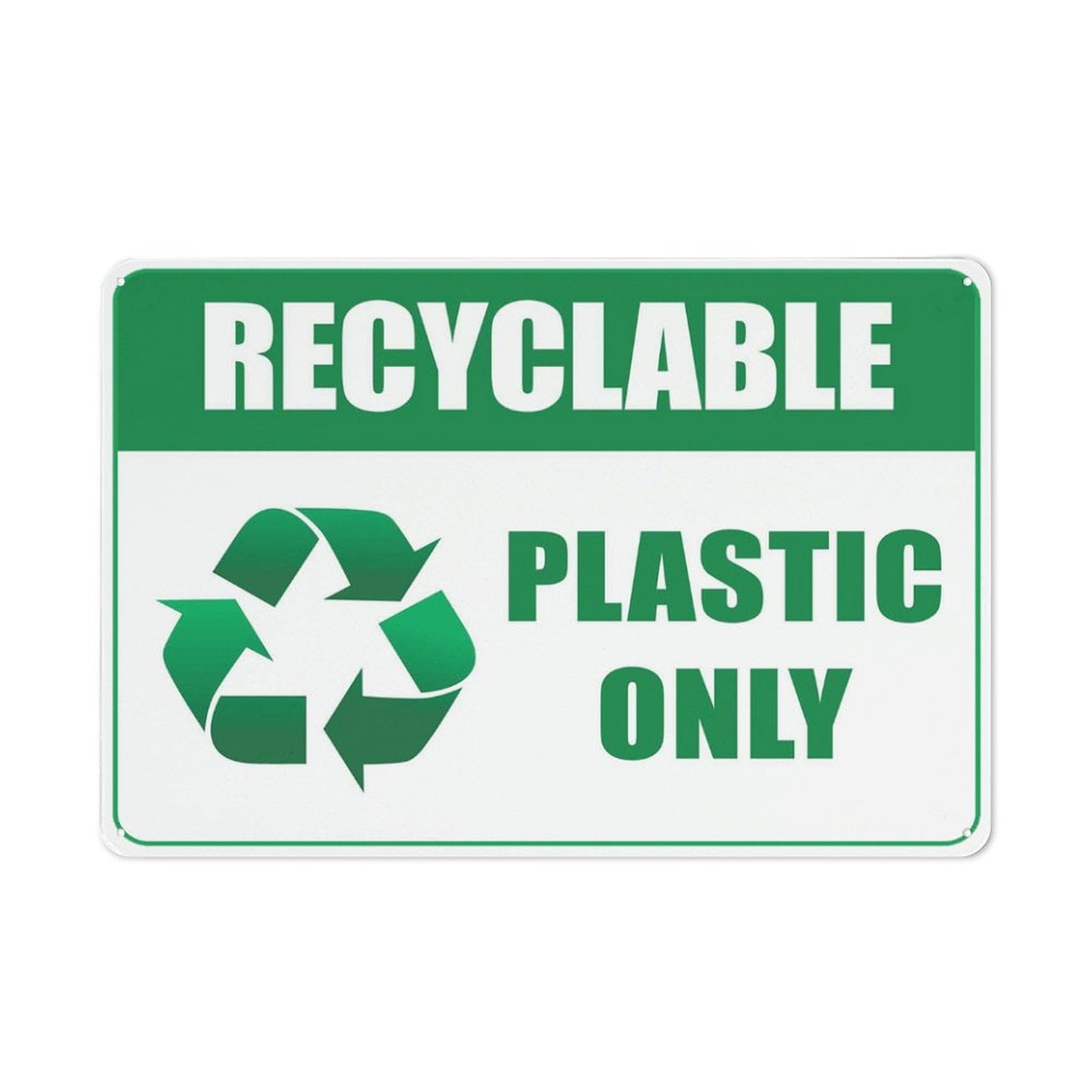 peiyeety Recyclable Plastic Only Sign Outdoor Metal Sign - 12x16 Inches Metal Signs for Business, Workplace, Office, Home, Delivery Signs, Road Signs, Garden Signs