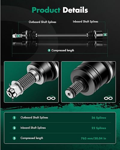 Vista 819 de SCITOO 1333081 1333947 Eje CV trasero izquierdo derecho para 2016-2020 para Polaris General 1000 2017-2020 para Polaris General 4 1000 2015-2018