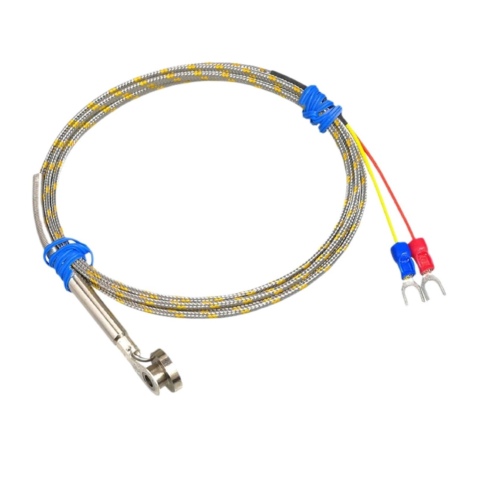 1 sonda termopar tipo botón tipo K/J, sensor de temperatura de molde de 0 a 800 °C con cable trenzado de acero inoxidable.(K-5M)