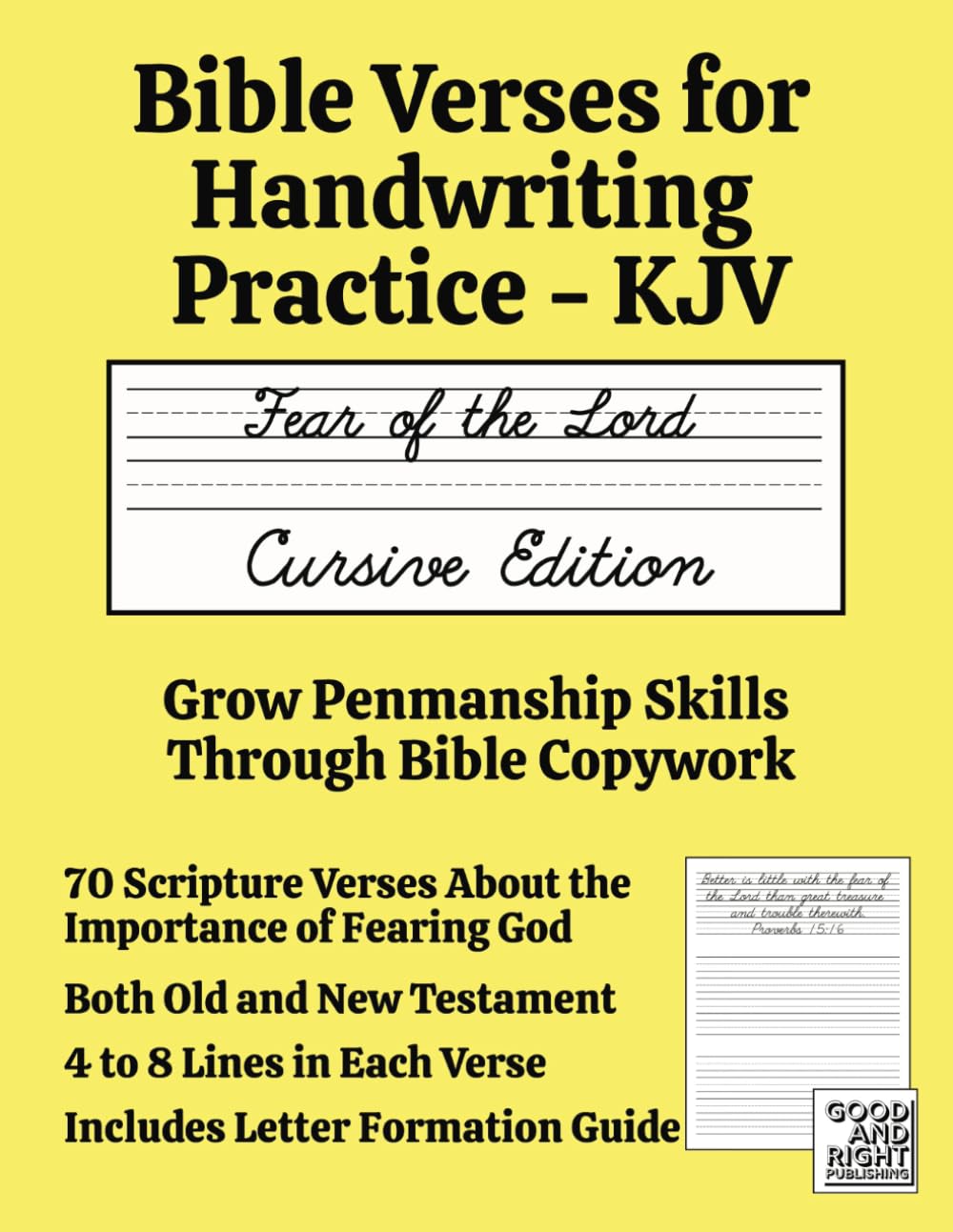 Bible Verses for Handwriting Practice - KJV: Fear of the Lord Cursive Edition