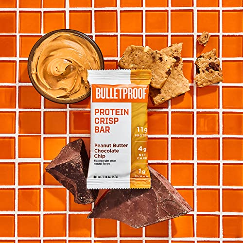 Bulletproof Protein Crisp Bars, Peanut Butter Chocolate Chip, 12 Pack, High Protein, Low Sugar #TOP2