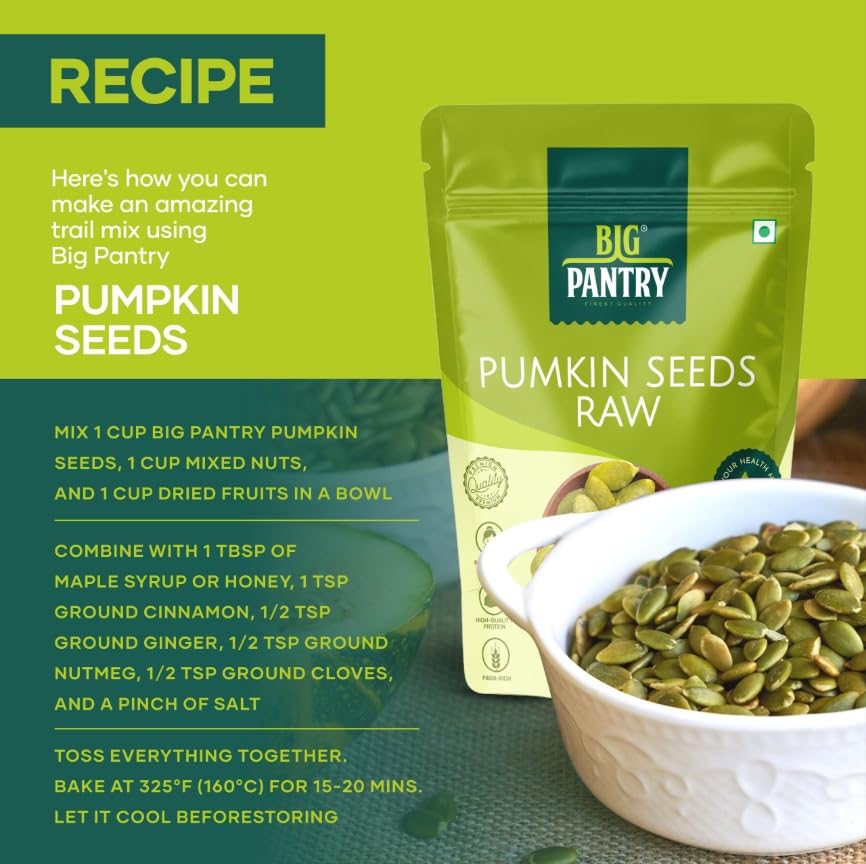 Image of Big Pantry Pumpkin Seeds 200g | Immunity Booster & Fiber Rich Superfood | Raw Pumpkin Seeds for Weight Management | Rich Source of Zinc & Antioxidants | Protein Rich Seeds for Eating