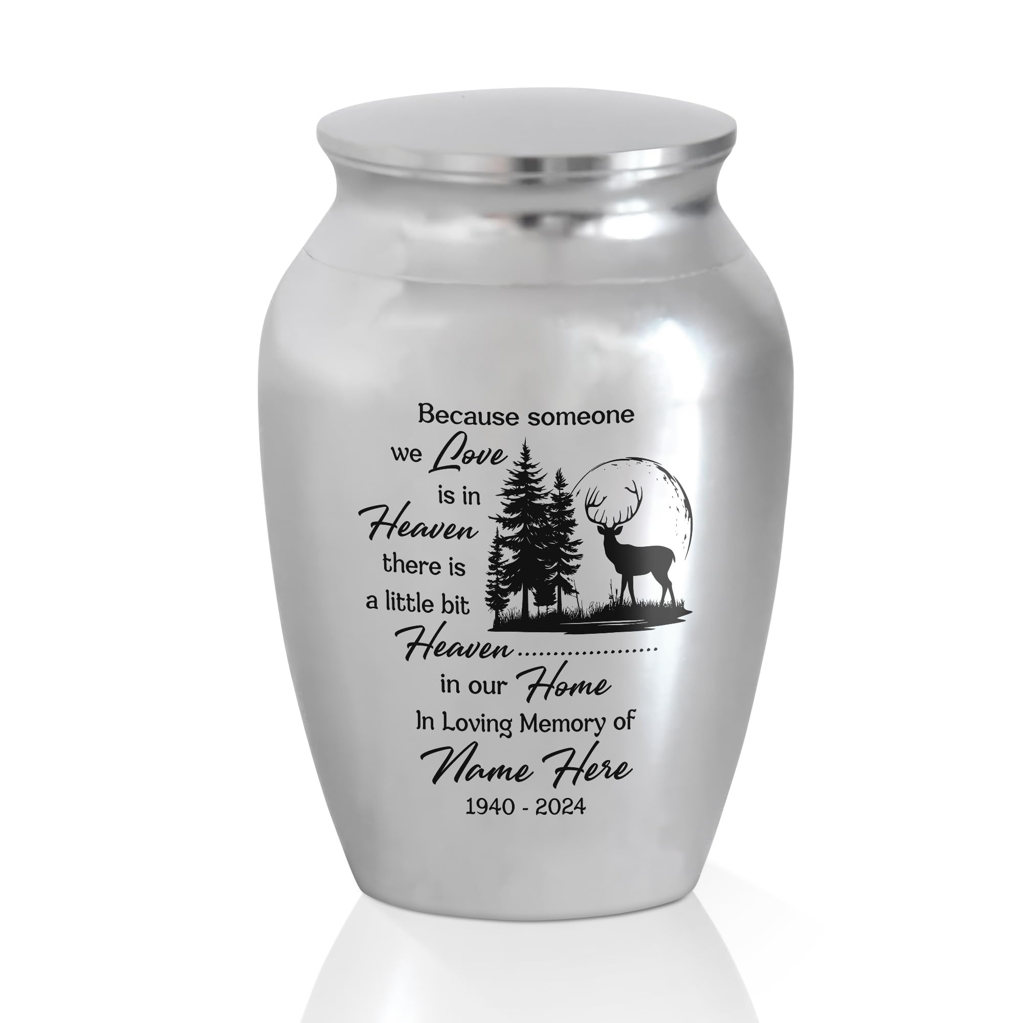 Deer Hunting Mini Cremation Urn, Steel Decorative Memorial Keepsake