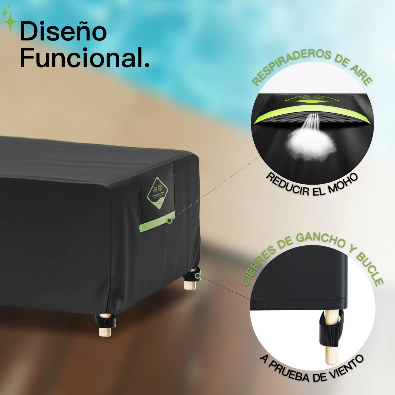 AWNIC Funda Protectora de 2 Piezas Tumbona de jardín, Funda para Tumbona de ratán, Impermeable 420D, 200 x 75 x 40/70 cm