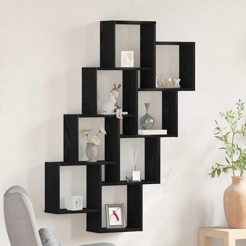 Estantería de pared (90 x 15 x 119 cm, madera derivada de la madera, diseño moderno, 8 compartimentos, resistente y ahorra espacio, para sala de estar, oficina, dormitorio